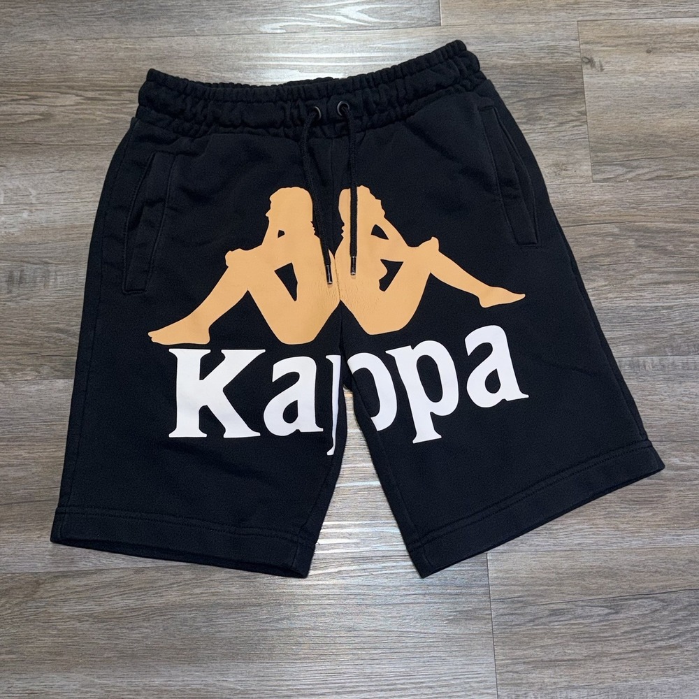 Kappa Black Authentic Anjuan Shorts Mens Extra Small Bold Oversized Logo
